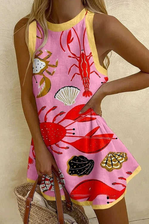 Camilladress Sleeveless Marine Life Print Mini Beach Dress