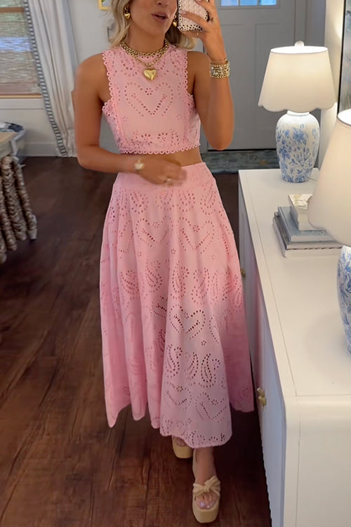 Camilladress Sleeveless Crop Top and A-line Maxi Skirt Lace Set