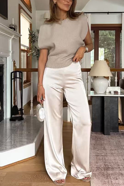 Camilladress High Rise Straight Leg Satin Pants