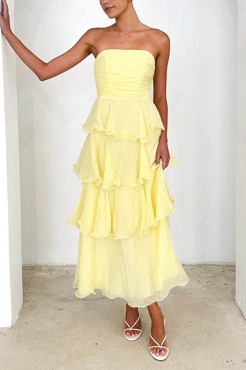 Camilladress Strapless Ruffle Layered Maxi Dress