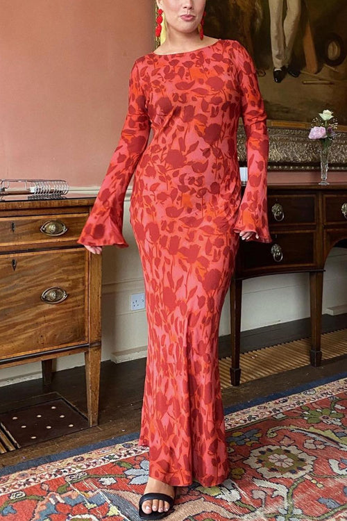 Camilladress Bell Long Sleeves Floral Print Maxi Dress