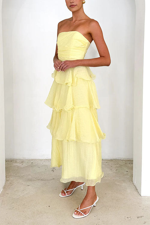 Camilladress Strapless Ruffle Layered Maxi Dress