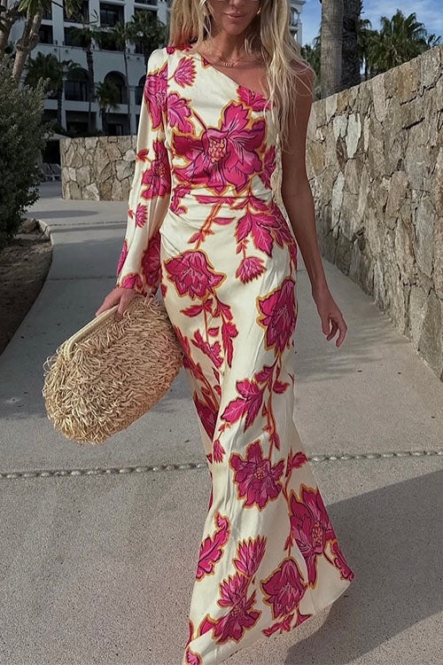 Camilladress One Shoulder Long Sleeve Floral Print Maxi Dress