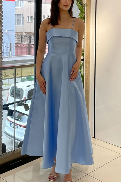 Camilladress Spaghetti Strap Waisted A-line Satin Maxi Dress