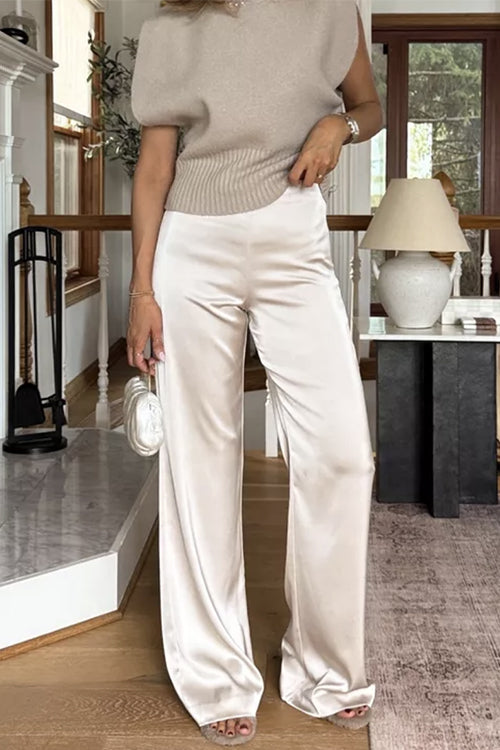 Camilladress High Rise Straight Leg Satin Pants