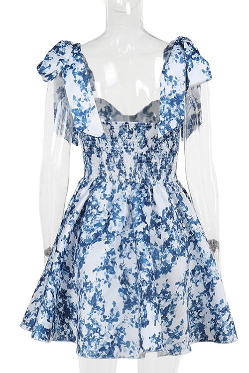 Camilladress Bow Shoulder Floral Print A-line Mini Cami Dress