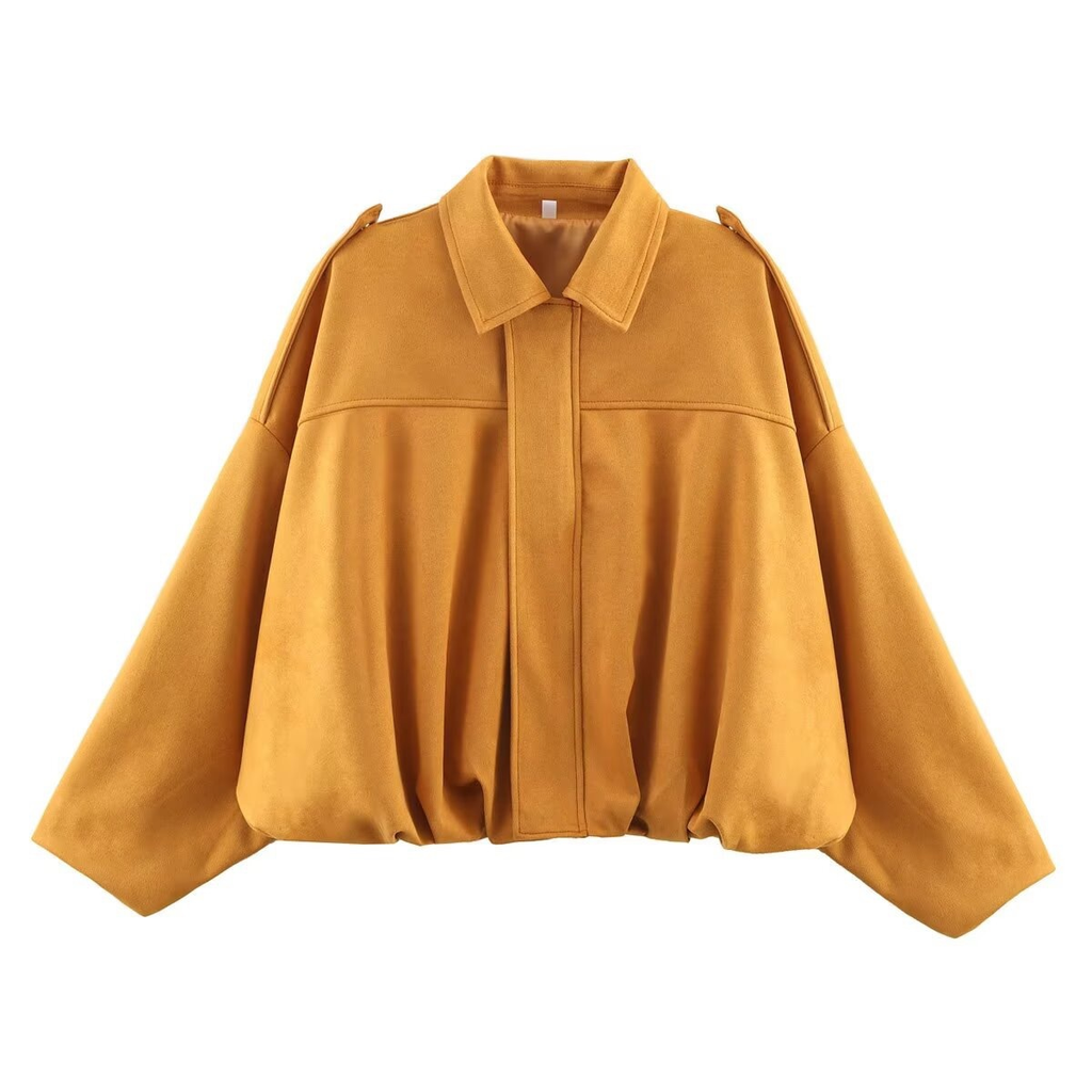 Camilladress Lapel Zip Up Trendy Bomber Jacket