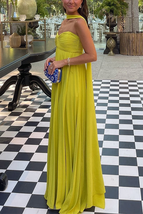 Camilladress Strapless Back Lace-up Pleated Maxi Dress