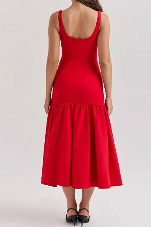 Camilladress U Neck Sleeveless Ruffle Bodycon Midi Dress(5 Colors Available!)