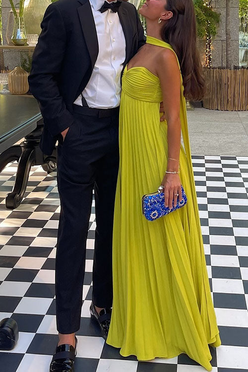 Camilladress Strapless Back Lace-up Pleated Maxi Dress