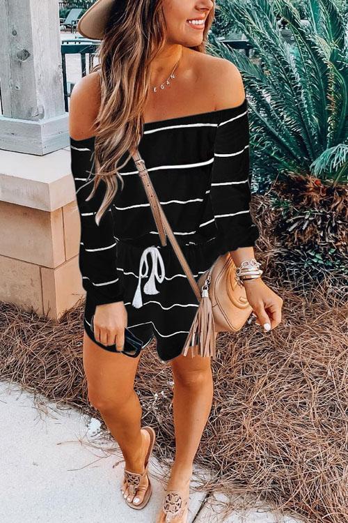 Camilladress Oxygen Off Shoulder Beauty Striped Jumpsuit