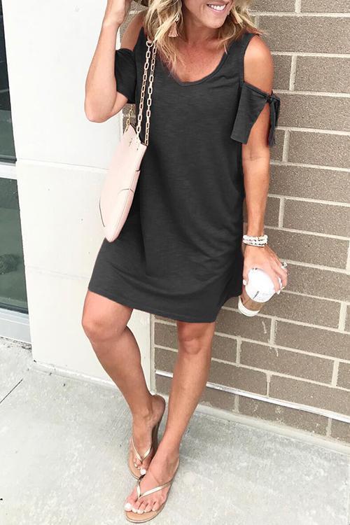 Camilladress V Neck Cold Shoulder Short Sleeve Dress