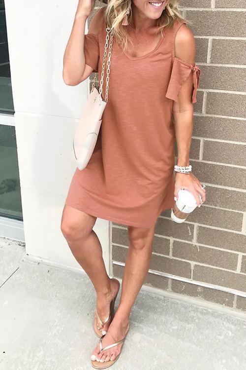 Camilladress V Neck Cold Shoulder Short Sleeve Dress
