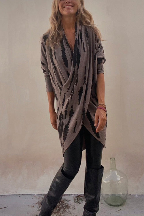 Camilladress Irregular Front Cross Long Sleeve Tie Dye Top