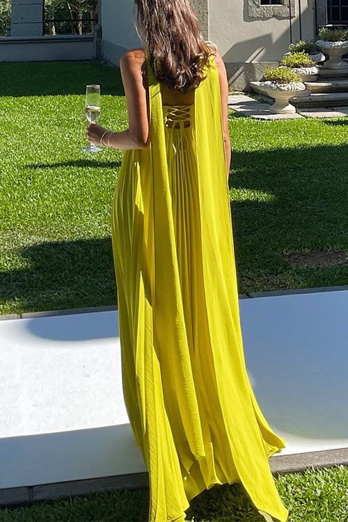 Camilladress Strapless Back Lace-up Pleated Maxi Dress