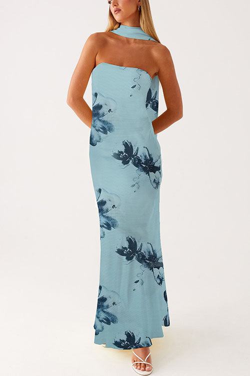 Camilladress Strapless Tube Floral Print Bodycon Maxi Dress