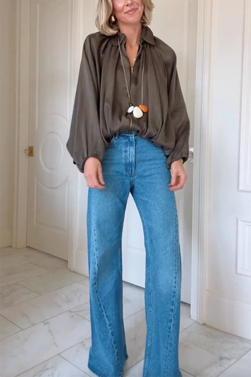 Camilladress Lapel Batwing Sleeves Zip Up Bomber Jacket