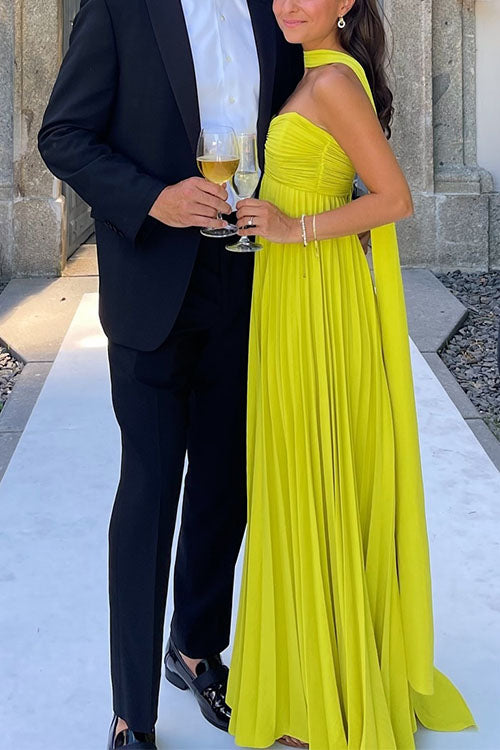 Camilladress Strapless Back Lace-up Pleated Maxi Dress