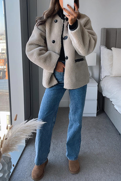 Camilladress Button Down Pocketed Faux Fur Fleece Coat