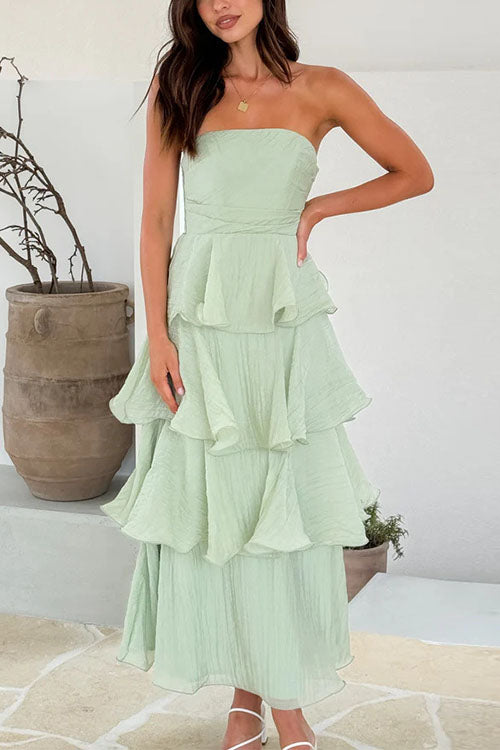 Camilladress Strapless Ruffle Layered Maxi Dress