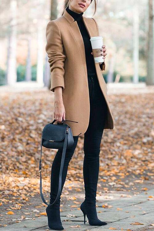 Camilladress Ellen Stand Collar Open Front Pockets Coat