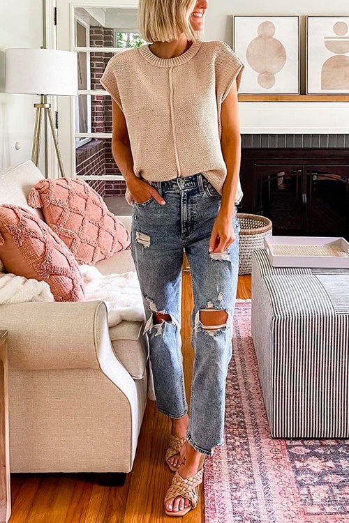 Camilladress Crewneck Cap Sleeves Pullover Sweater