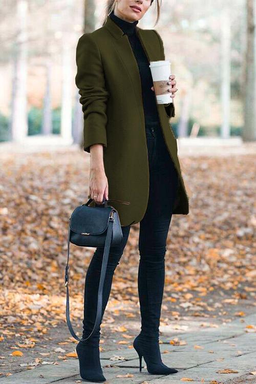 Camilladress Ellen Stand Collar Open Front Pockets Coat