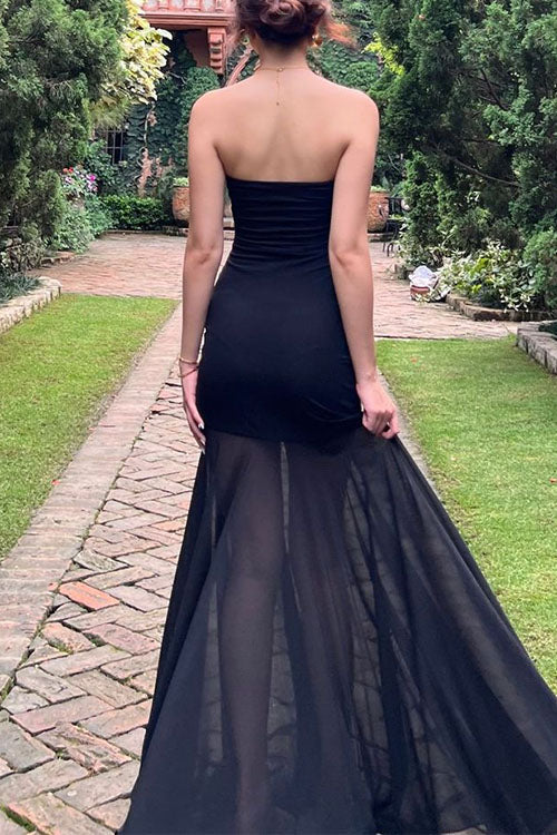 Camilladress Strapless Mesh Splice Bodycon Maxi Dress