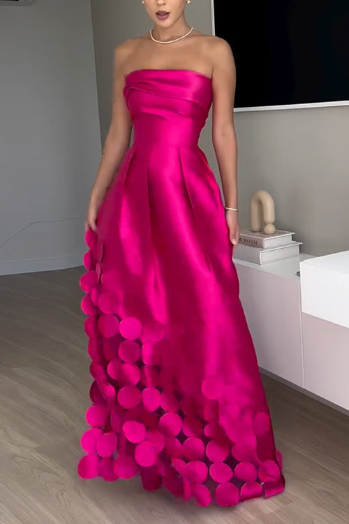 Camilladress Strapless Waisted Polka Dot Applique Maxi Party Dress