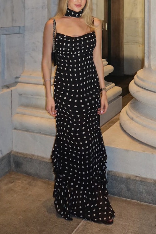 Camilladress Ruffle Hem Polka Dot Maxi Cami Dress
