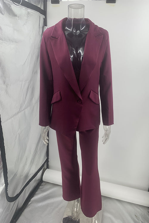 Camilladress One Button Pocketed Blazer and Straight Leg Pants Power Suit Set