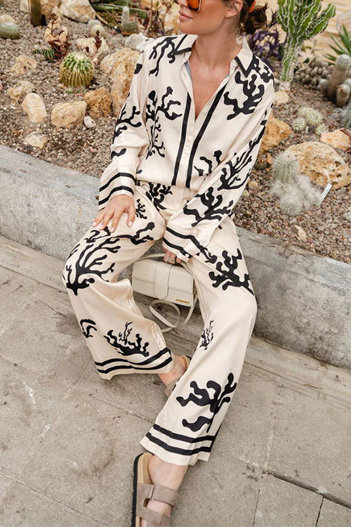 Camilladress Wide Leg Reef Print Satin Pants