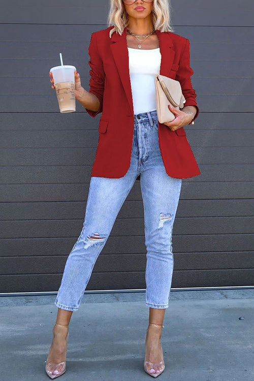 Camilladress Classic Single Button Back Slit Pocketed Blazer