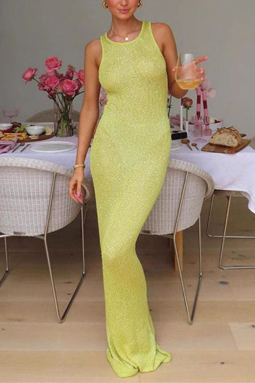 Camilladress U Neck Sleeveless Sequin Bodycon Maxi Dress