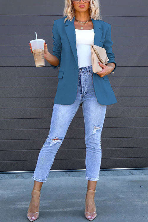 Camilladress Classic Single Button Back Slit Pocketed Blazer