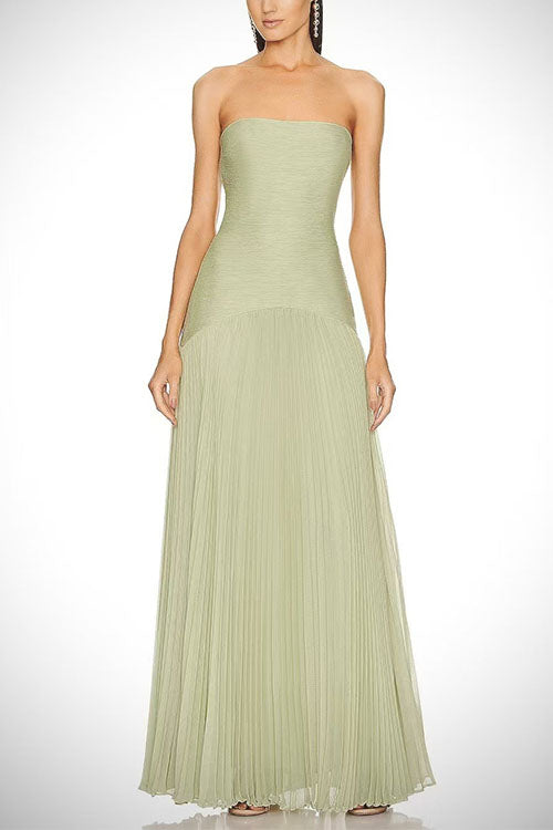 Camilladress Strapless Tube Patchwork Pleated Maxi Dress