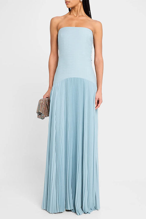 Camilladress Strapless Tube Patchwork Pleated Maxi Dress