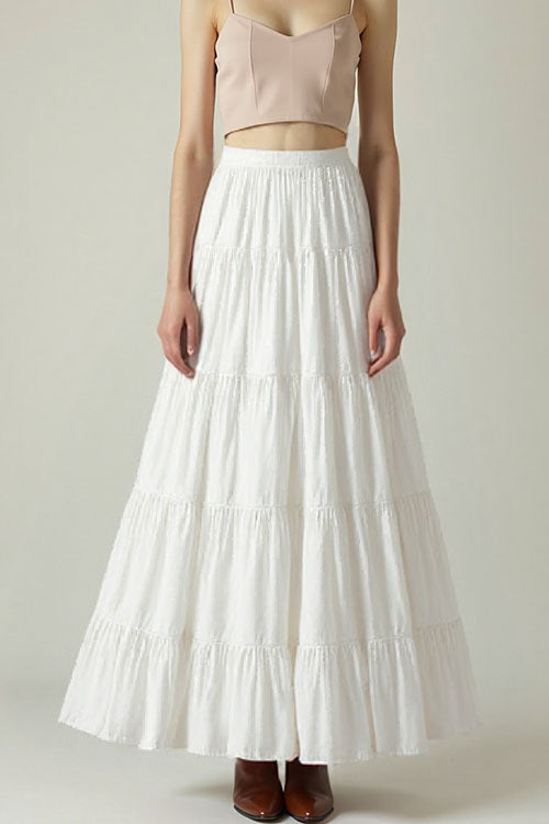 Camilladress Smocked Elastic Waist Ruffle Tiered Maxi Skirt