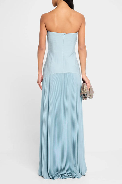 Camilladress Strapless Tube Patchwork Pleated Maxi Dress