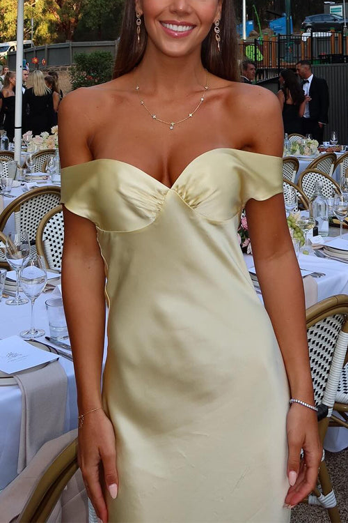 Camilladress Off Shoulder Backless Cut Out Satin Maxi Dress