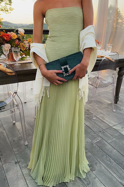 Camilladress Strapless Tube Patchwork Pleated Maxi Dress