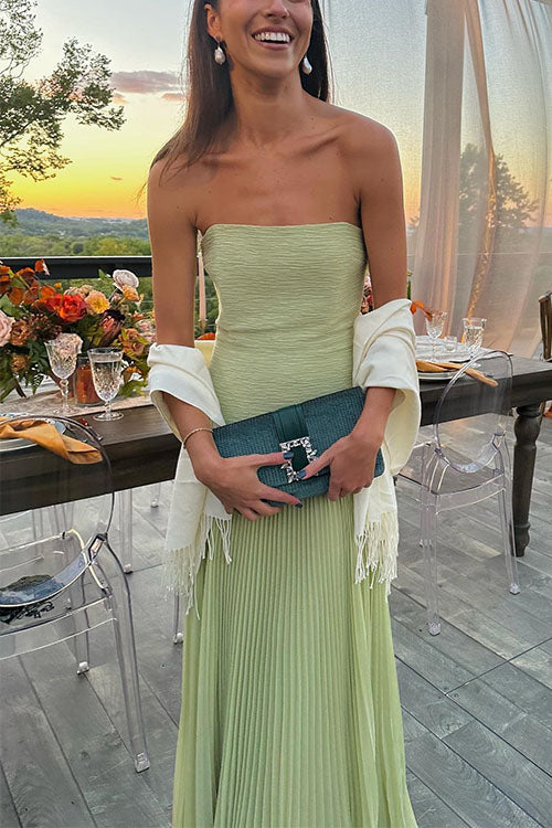 Camilladress Strapless Tube Patchwork Pleated Maxi Dress