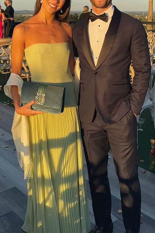 Camilladress Strapless Tube Patchwork Pleated Maxi Dress