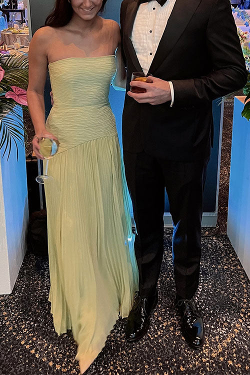 Camilladress Strapless Tube Patchwork Pleated Maxi Dress