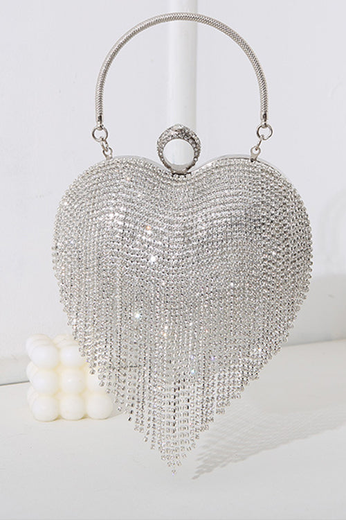 Camilladress Luxury Heart Shape Rhinestones Tassel Evening Handbag