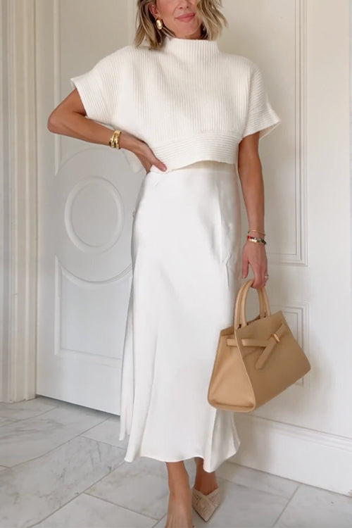 Camilladress High Rise Solid Satin Midi Skirt