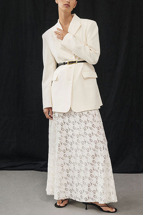 Camilladress Elastic WaistBand Lace Hollow Out Maxi Skirt