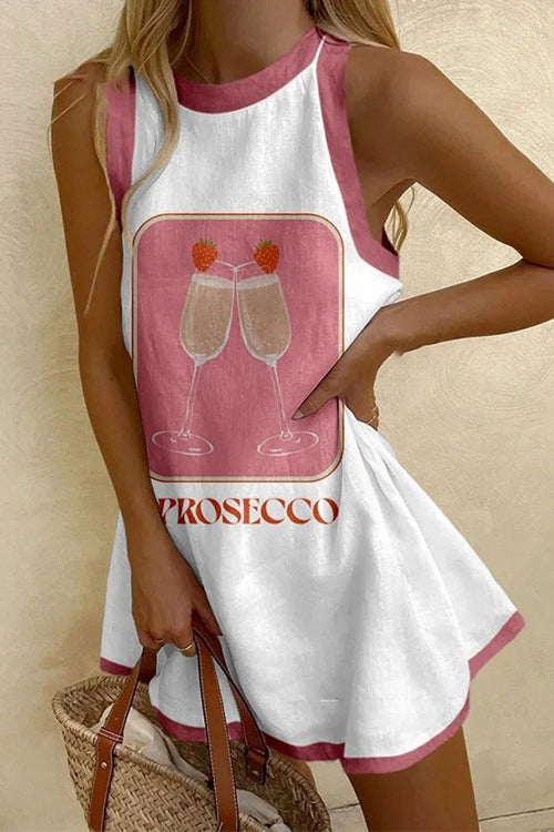 Camilladress Crewneck Sleeveless Color Block Print Mini Dress