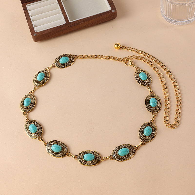 Camilladress Turquoise Decorative Adjustable Metal Chain Belt