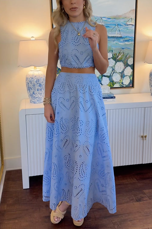Camilladress Sleeveless Crop Top and A-line Maxi Skirt Lace Set